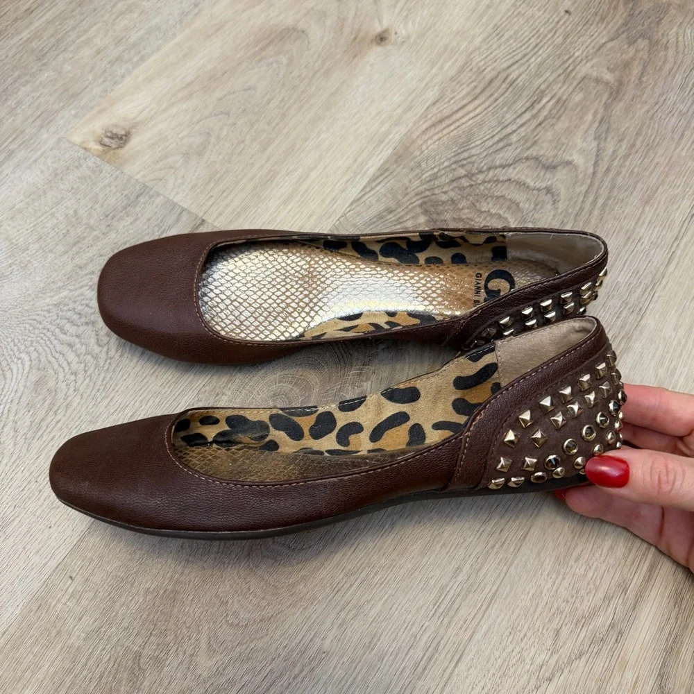 Gianni Bini Brown Studded Flats